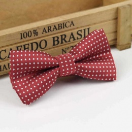 Boys Dark Red Polka Dot Bow Tie with Adjustable Strap